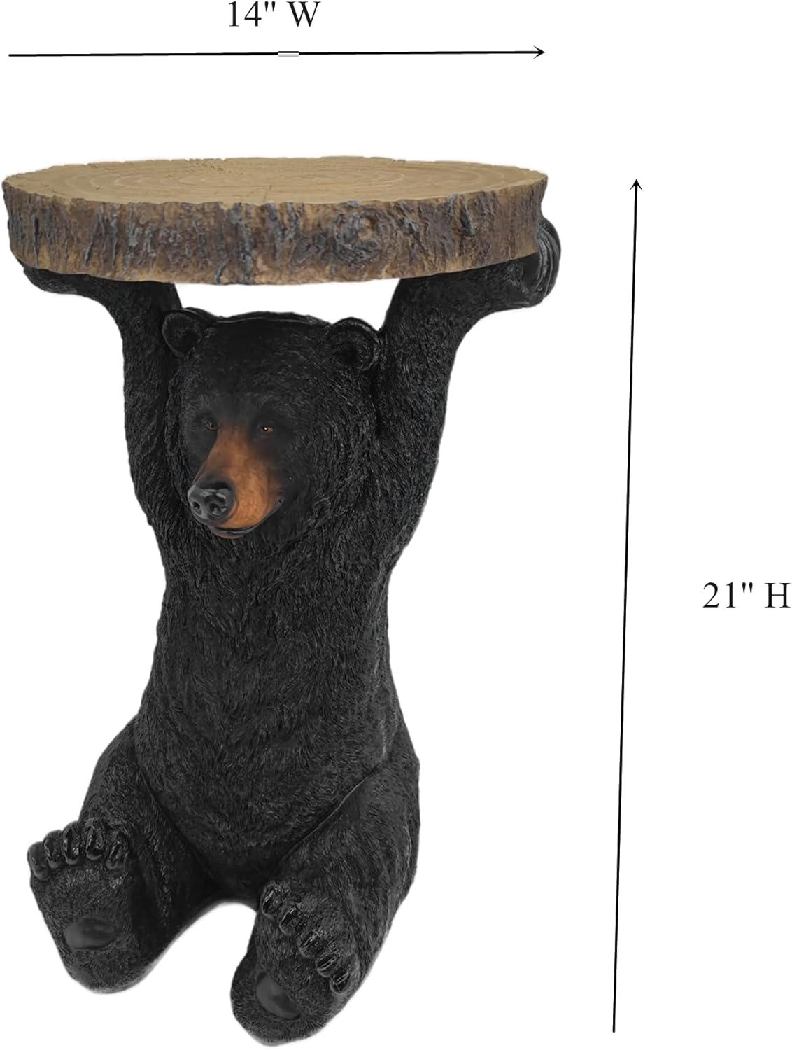 American Black Bear Side Table Pedestal End Table Stool Resin Bear Statue Hand Painted Sculpture