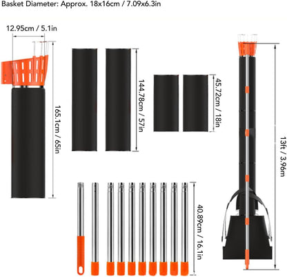 lyrlody Fruit Picker Pole Tool with Basket Telescoping Long Handle, 13FT Adjustable Orange Picker