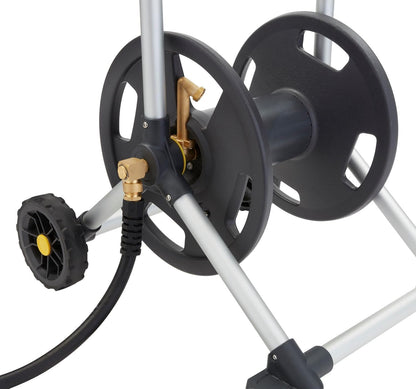 Gorilla GRS-200H Aluminum Garden Hose Reel, 200 Ft, No-Leak Brass Fittings
