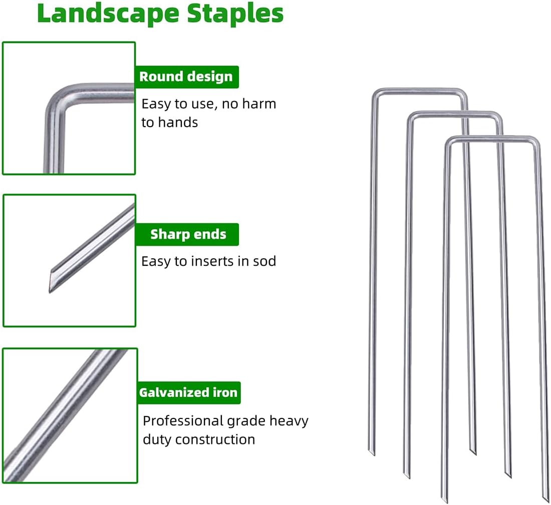 6 Inch 23 Pcs Hot-dip Galvanized U-Shaped Garden Stakes, Landscape Staples, Ground Stakes, for
