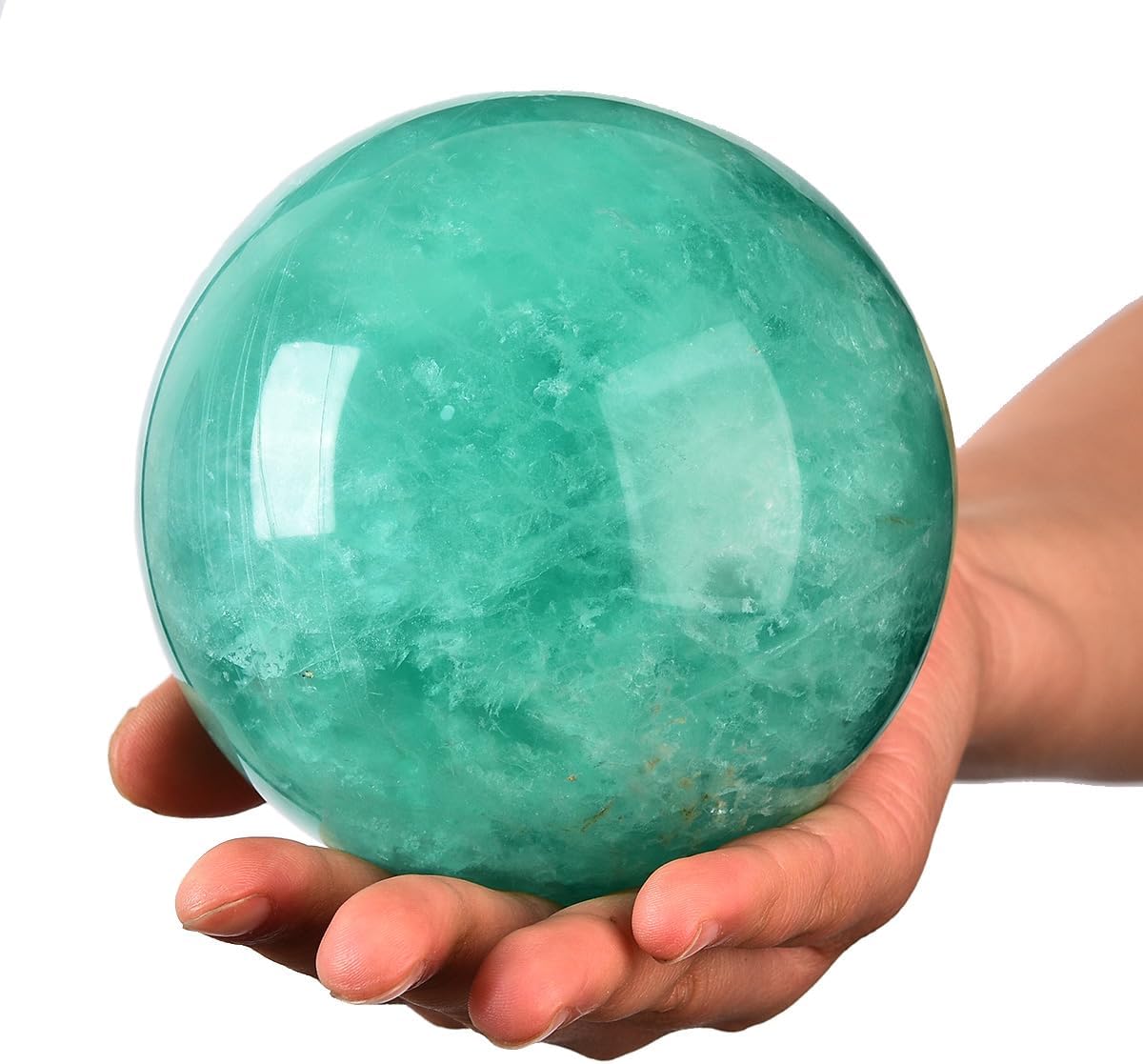 Large Green Fluorite Crystal Ball with Stand Natural Crystals Sphere Gemstone Ball Meditation