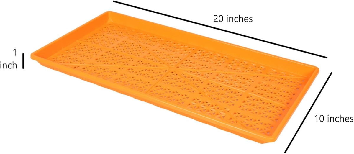 SUNPACK 10" x 20" Heavy Duty Mesh Plastic Seed Starting Tray, Orange, 1" - Ensures Water Drainage