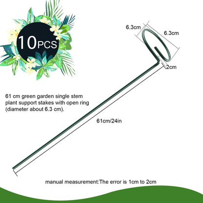 HiGift 10 Pack 24 inch Plant Stakes and Supports, Metal Flower Stakes for Potted Plant Indoor
