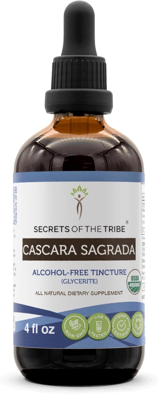 Secrets of the Tribe Cascara Sagrada USDA Organic | Alcohol-Free Extract, High-Potency Herbal Drops