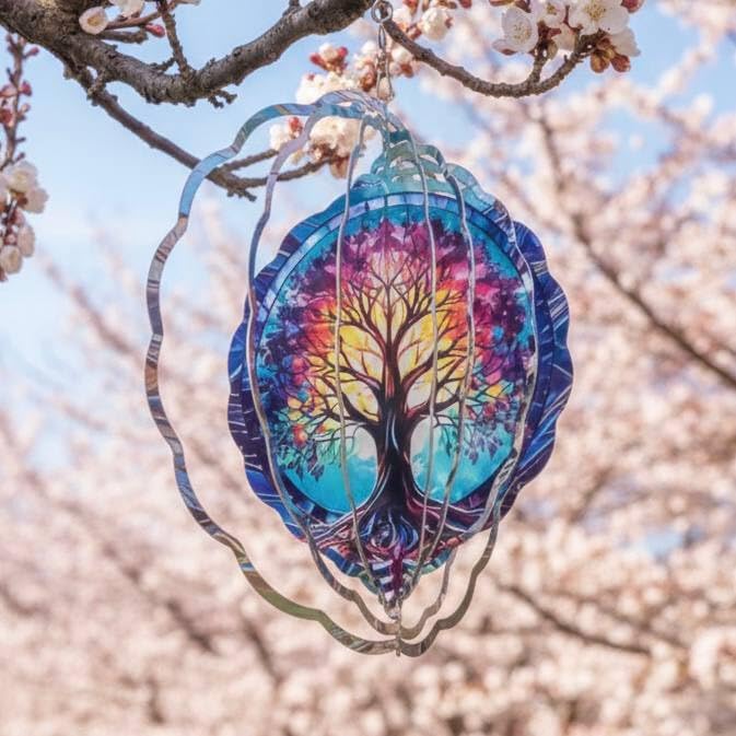 Tree of Life Wind Spinner, 3D Hanging Stainless Steel Garden Spinner, Wind Spinner Hanging for