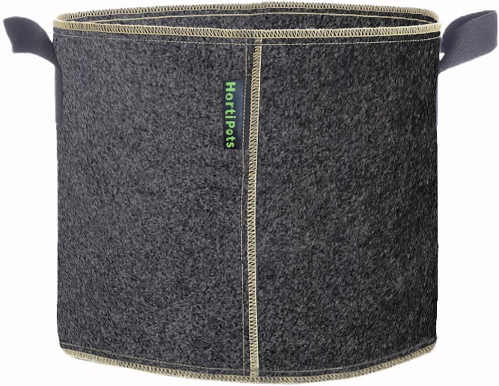 HORTIPOTS Fabric Pots 5 Gallon Non So Floppy Air Pruning Smart Grow Bags Black Gray (Pack of 10)