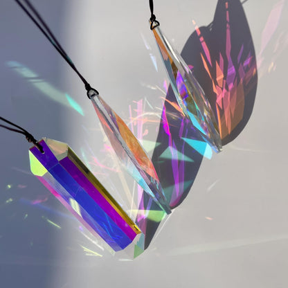 3Pcs 5-inch Crystal Sun Catcher Prisms for Windows Garden Patio,AB Colored Hanging Suncatchers with