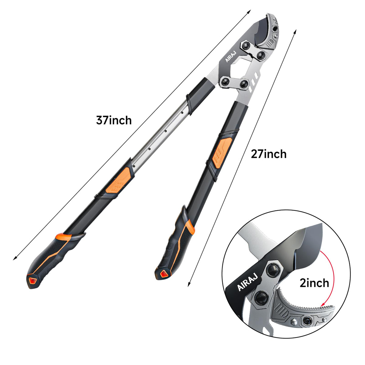 AIRAJ 27-37'' Extendable Anvil Loppers,Tree Trimmer Heavy Duty with Compound Action,Branch Cutter