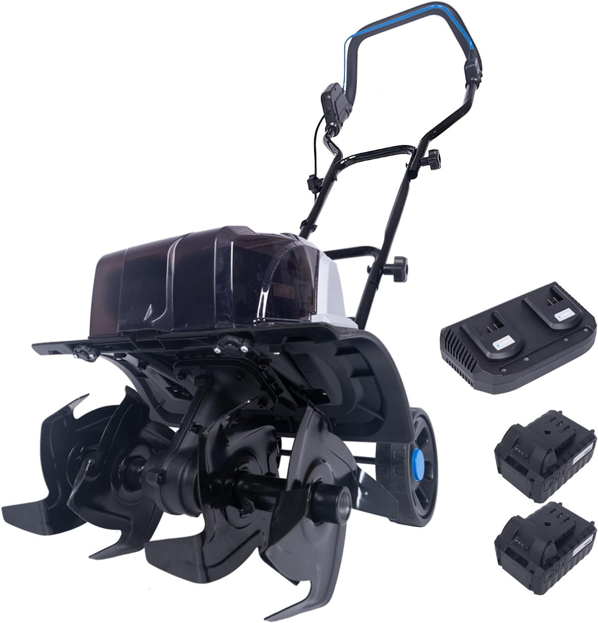 40V Cordless Tiller Cultivator,16 Huge SteelTines Garden Tiller,8.6 inch Wide BatteryPowered Garden