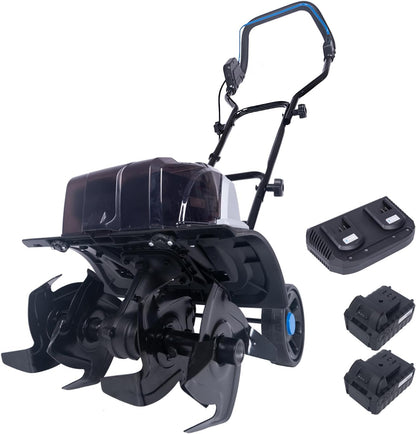 40V Cordless Tiller Cultivator,16 Huge SteelTines Garden Tiller,8.6 inch Wide BatteryPowered Garden