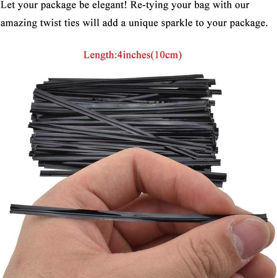 HAHIYO 300Pcs 4 inches Black Metal Twist Ties Bread Candy Coffee Bag Ties Plant Garden Twist Ties