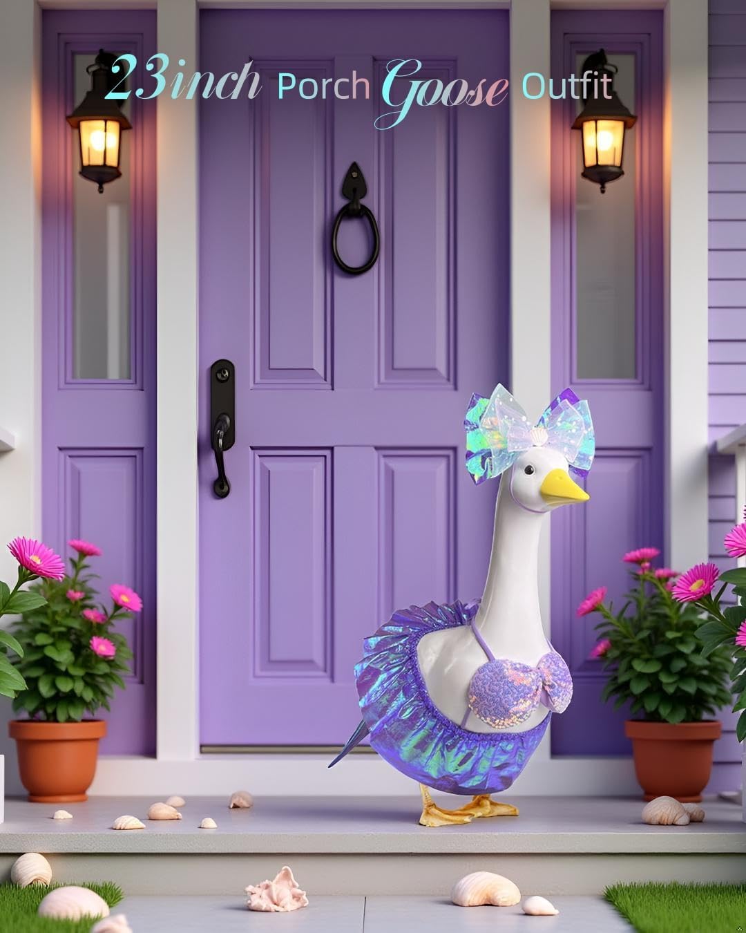 Mermaid Goose Outfit, 23-inch Halloween Porch Goose Outfit. Cute Goose Clothes for Cement Goose