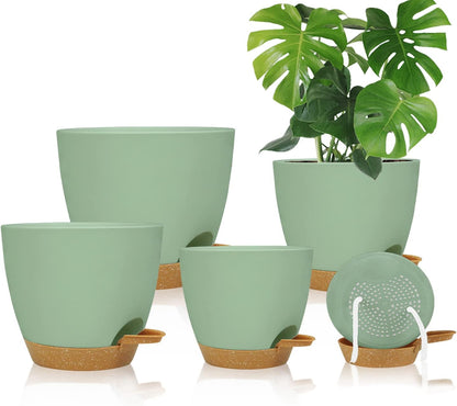 Self Watering Planters with Drainage Holes Reservoir,Nursery Planting Pot for Indoor Decor Garden