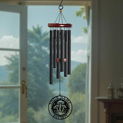 Personalized Customize Name Fantasy Mushroom Wonderland Wind Chime, Metal Iron 37 Inch Outdoor