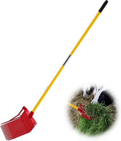 VEVOR Manure Fork, 18 Angled Tines, Horse Manure Rake with Long Fiberglass Handle, 61 in Durable