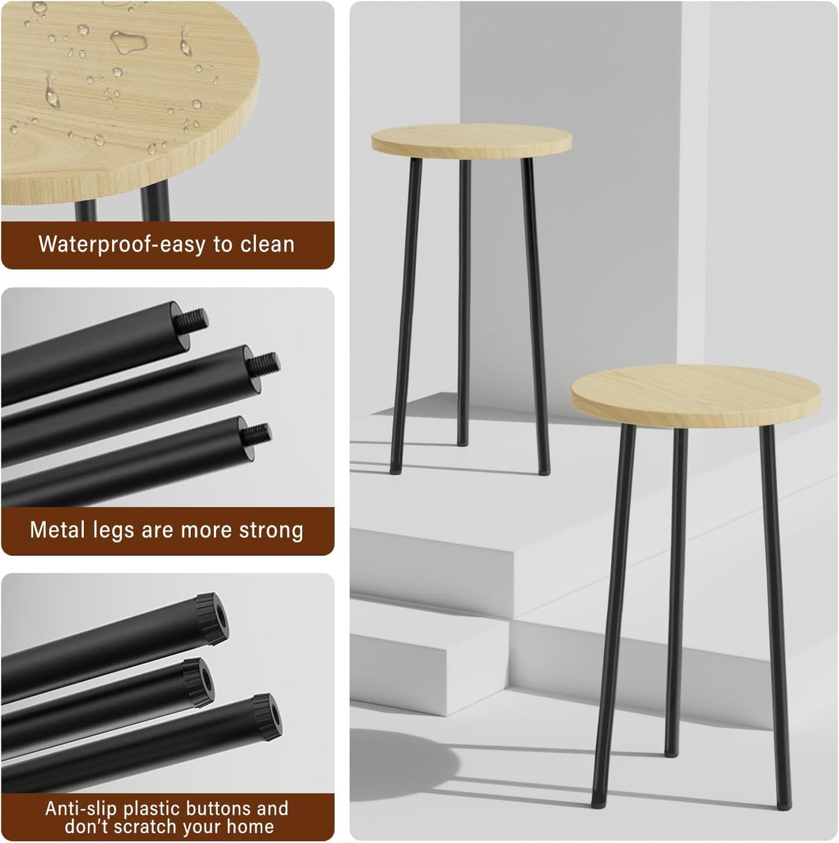 Plant Stand Indoor 2 Pack: Corner Wood 20 Inch Plant Stand Mid Century Modern Decor - Small Round