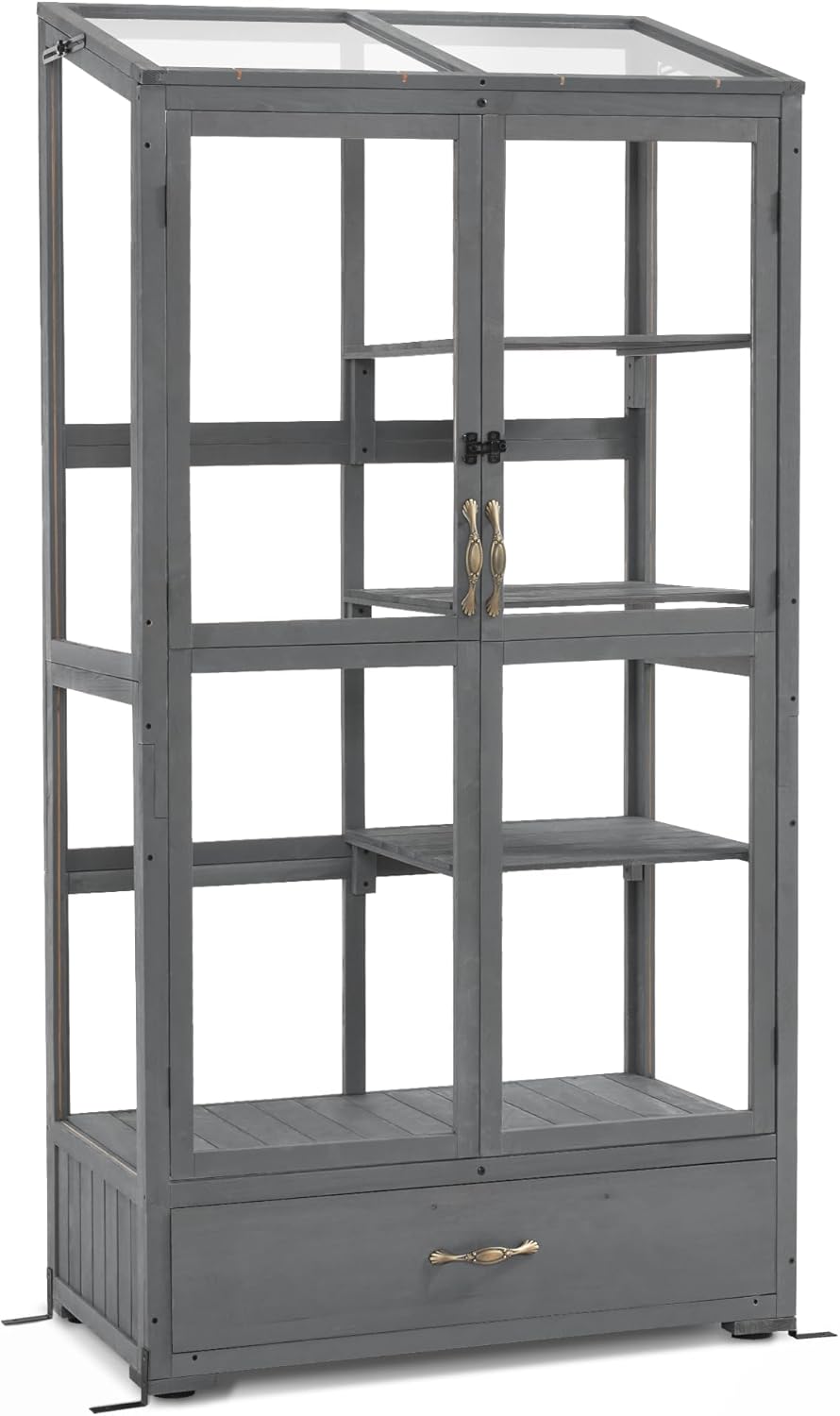 Macrout Cold Frame Greenhouse, Tall Wooden Greenhouse for Outdoor Indoor Use with Polycarbonate