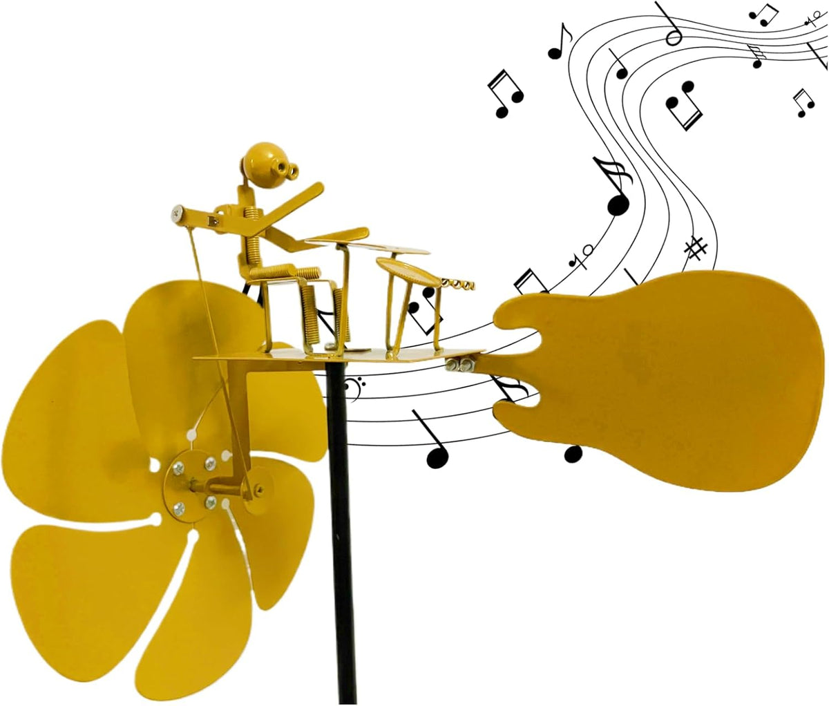 Handmade Metal Rock Band Windmill, Drummer Wind Spinner, Unique Drummer Statue Gift for Music