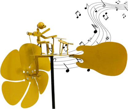 Handmade Metal Rock Band Windmill, Drummer Wind Spinner, Unique Drummer Statue Gift for Music