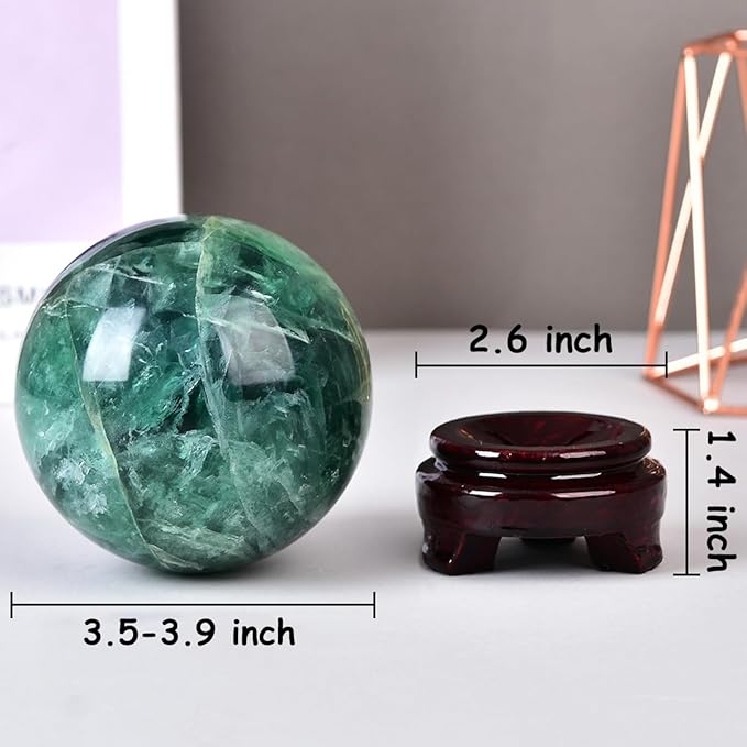 Green Fluorite Crystal Ball with Stand Large Crystals Sphere Decorative Ball Meditation Witchcraft