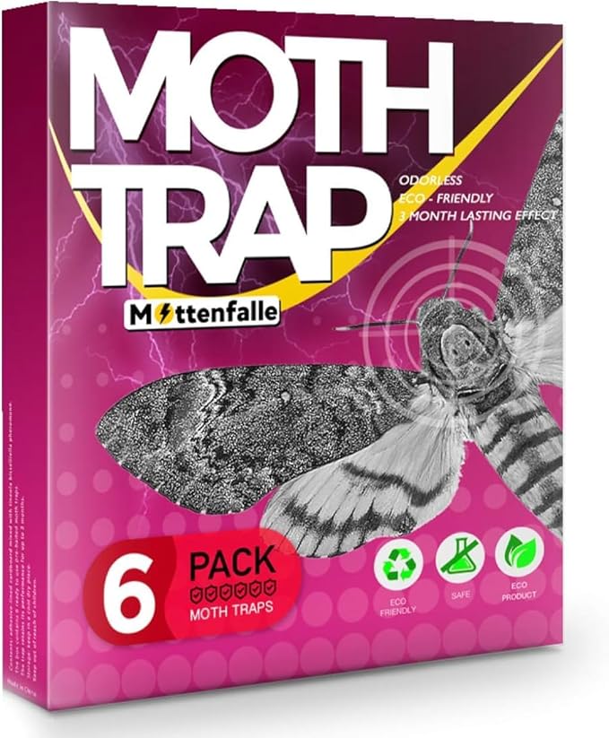 Mottenfalle Clothes Moth Traps 6-Pack - Prime Safe Non-Toxic Eco-Friendly Moth Traps with