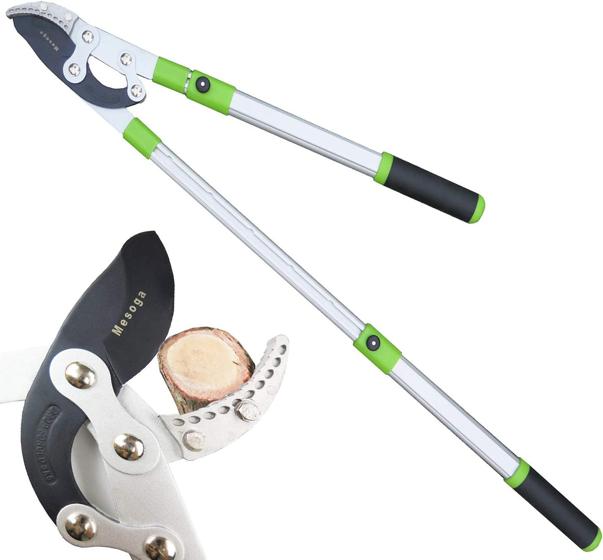 Heavy Duty Anvil & Bypass Lopper with Telescopic Handle (26-41 Inch) - 5-Layer Adjustable Garden