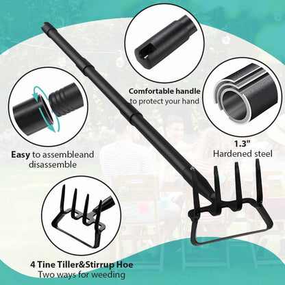 Upgraded Hula Hoe and Garden Hoe, Stirrup Hoe with Adjustable Handle for Weeding Digger loosening