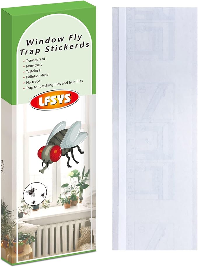 150 Pack Window Fly Trap, Fruit Fly Traps Indoors, Fly Paper Sticky Strips, Fly Traps for Indoors