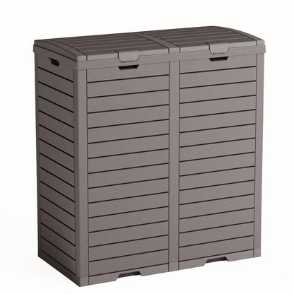 62 Gallon Outdoor Trash Can with Tiered Lid and Drip Tray,Waterproof Resin Waste Bin