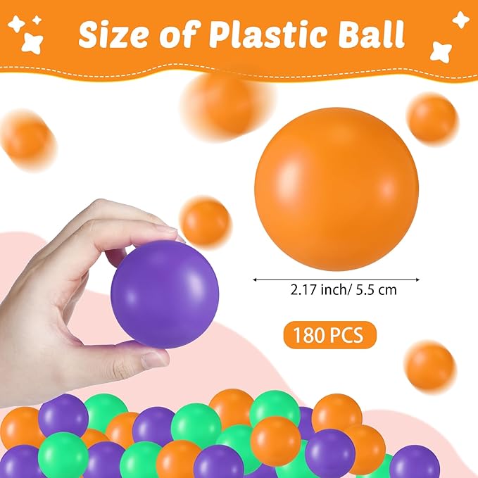Shappy 180 Pcs Soft Plastic Balls for Toddlers, Crush Proof Ocean Balls Reusable for Photo Booth
