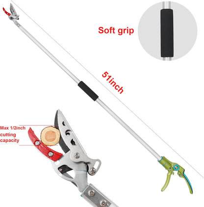 GARTOL Cut & Hold Pole Pruner, 4.2 FT Lightweight Fruit Picker with 180° Rotating Handle, SK5 Steel