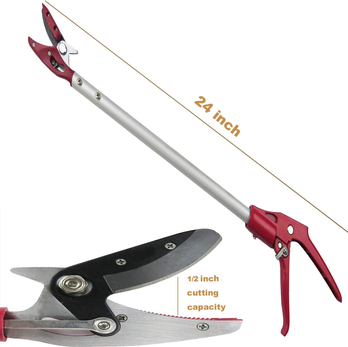 2 Feet Cut and Hold Tree Pruner, Rotation Pole Tree Trimming, Short Reach Fruit Picker, Branches