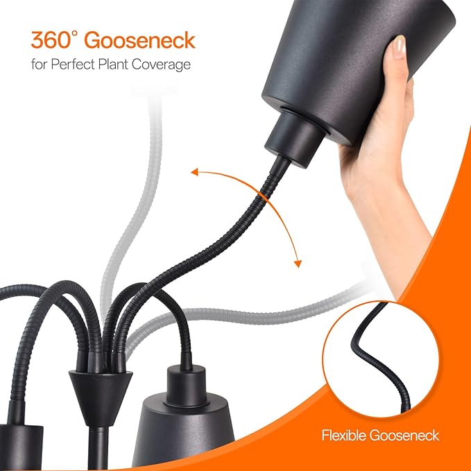 Bstrip Grow Lights for Indoor Plants, 4 Head Floor Grow Light Stand with Flexible Gooseneck, 3800K