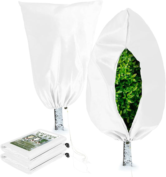 Homimp Plant Covers Freeze Protection, 2 Pack Frost Covers with Zipper Drawstring (71" x 47.3")