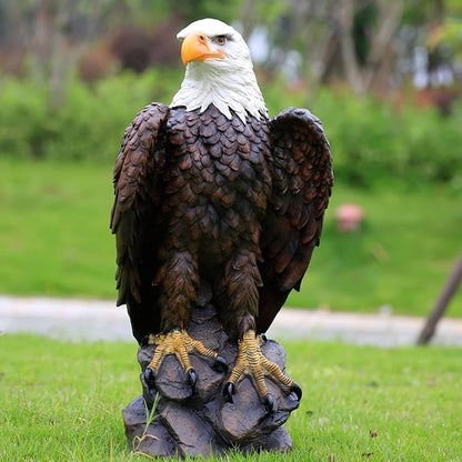 Large Garden Statue Standing Eagle Garden Sculpture, Majestic Hand Drawn Bald Eagle Decoration