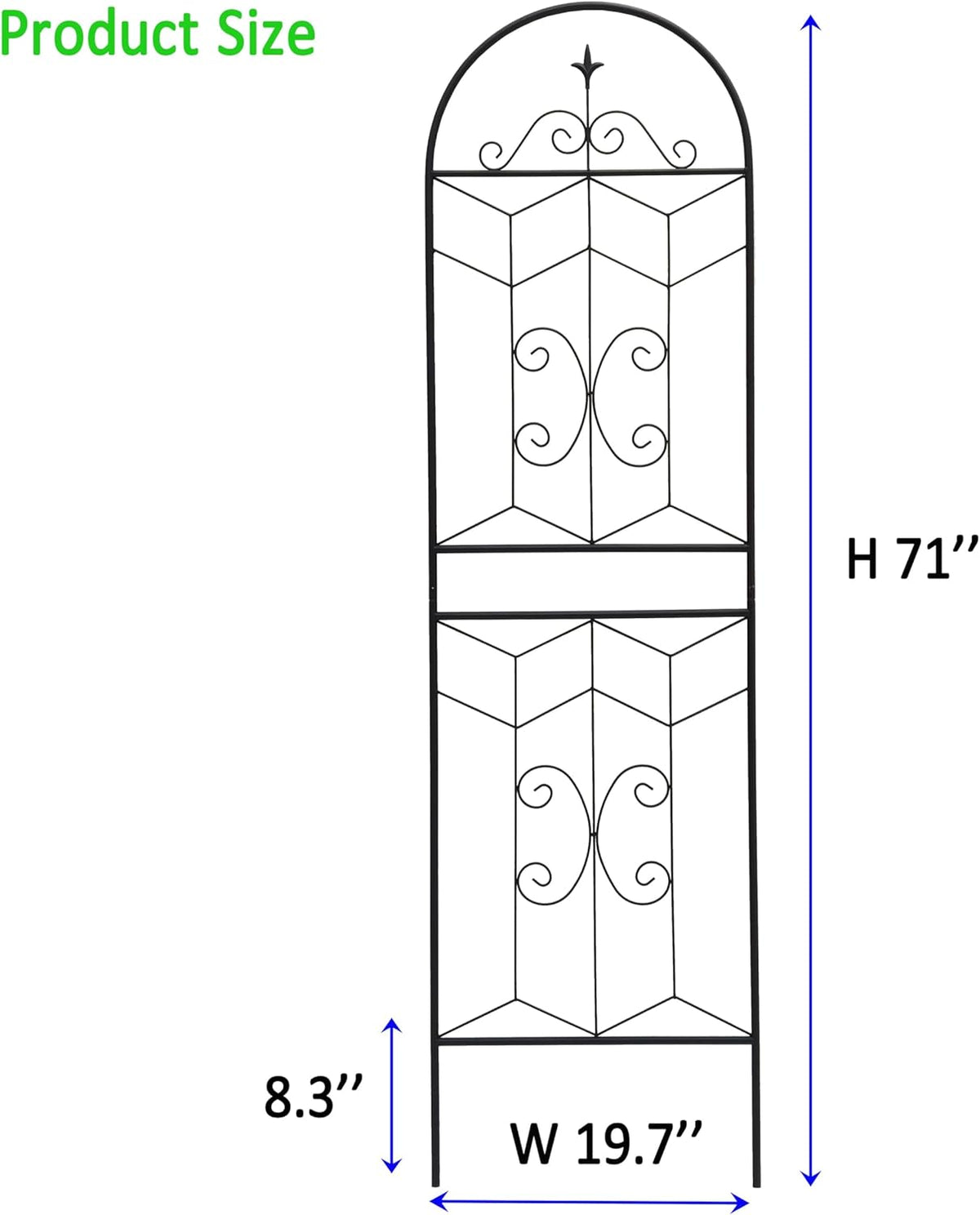 2 Pack 71x20in Garden Trellises with Black Metal Coating, Trellis for Climbing Plants Outdoor