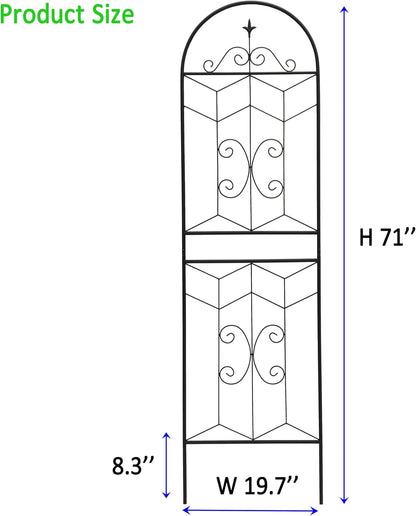 2 Pack 71x20in Garden Trellises with Black Metal Coating, Trellis for Climbing Plants Outdoor