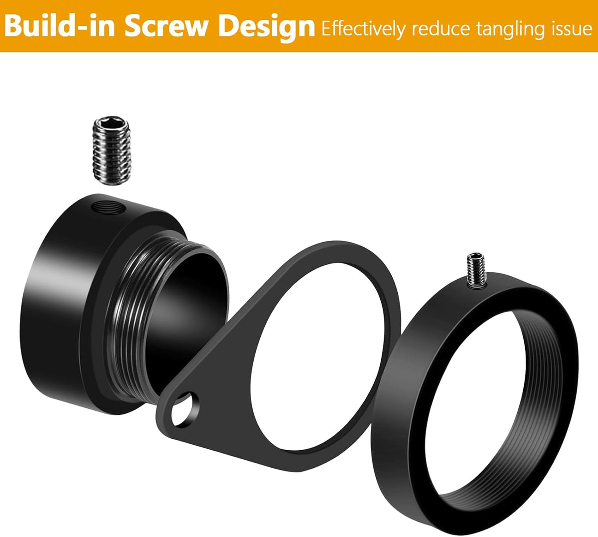 1" Black Flag Pole Rings, 2 Pcs Anti Wrap Aluminum Alloy Flag Pole Clip Swivels, 360° Rotating