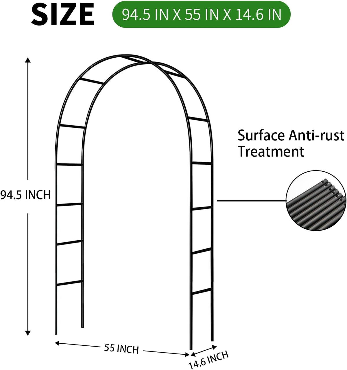 Iron Pergola Arbor Practical, 7.9 Feet High x 4.6 Feet Wide, Assemble Easily for Various Climbing