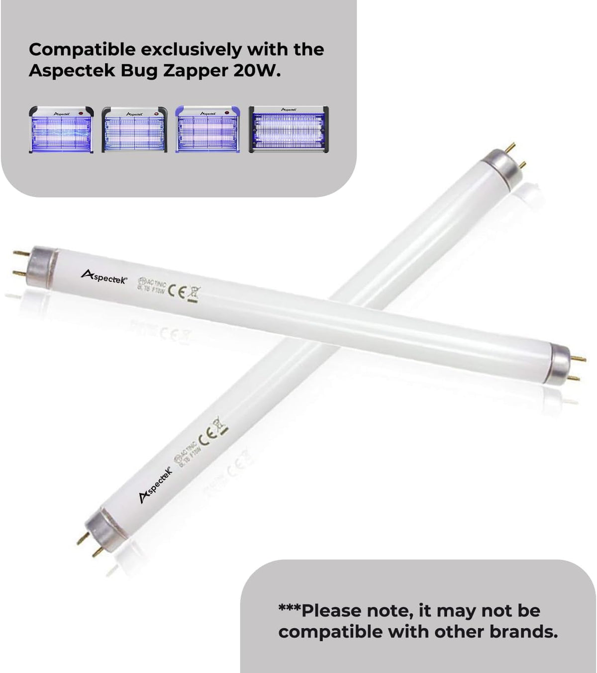 ASPECTEK Bug Zapper Mosquito UV Lamp Replacement Bulbs - Pack of 2X 10W UV Light Tubes, Compatible