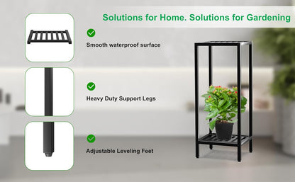 Zhongma 2 Tier 30" Tall Indoor Outdoor Plant Stand, 12 L x 12 W x 30 H inch, Heavy Duty Square