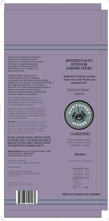 Nantucket Spider Mosquito Sticks and Holder | Mosquito Repellent Sticks 14 Pack and Holder | Repels