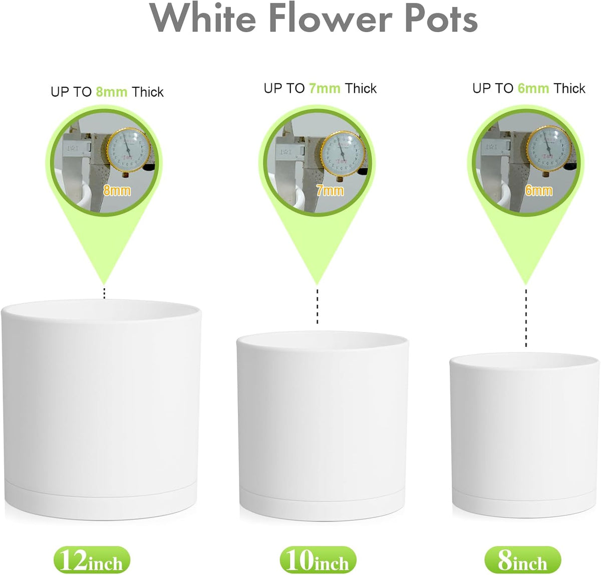 12/10/8 inch Large Plant Pots, 3 Pack Deep Cylinder Flower Pots for Outdoor Indoor Plants, Tall