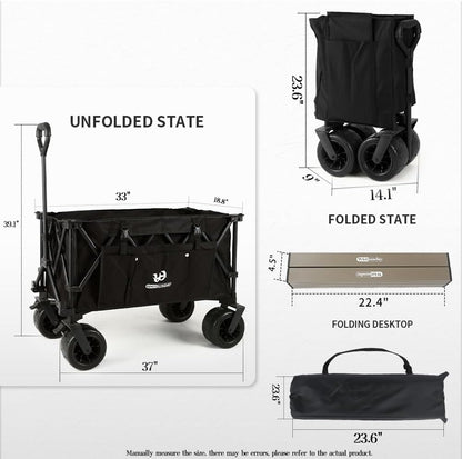 Whitsunday Collasible Wagon, Large Capacity 400Lbs, All-Terrain Wheels Heavy Duty Utility Wagon for