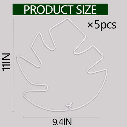 5PCS Monstera Plant Stem Support White - 11x9.4 inches, Durable Adjustable Leaf Supports for Indoor