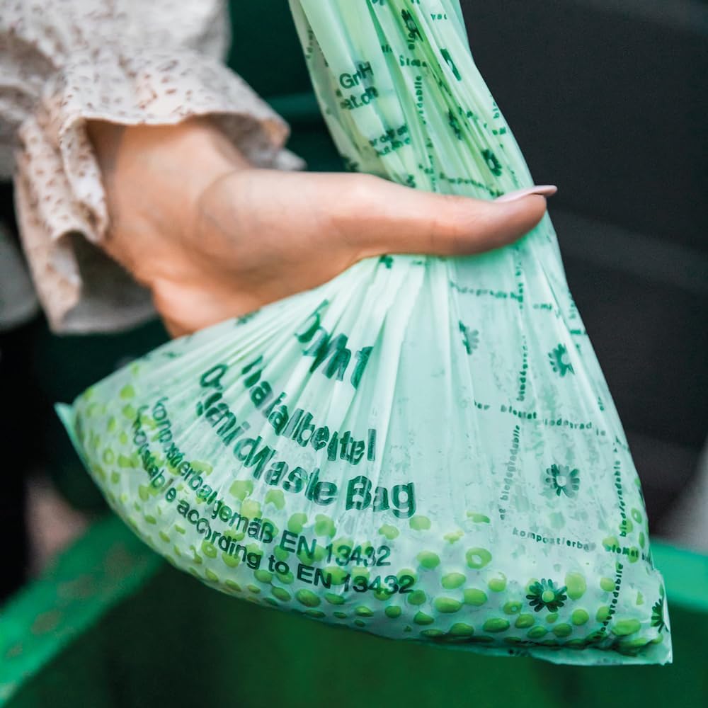 bioMat 2.6 Gallon Compostable Trash Bags with Handle Ties, 150 Count, Compost Bags for Garbage