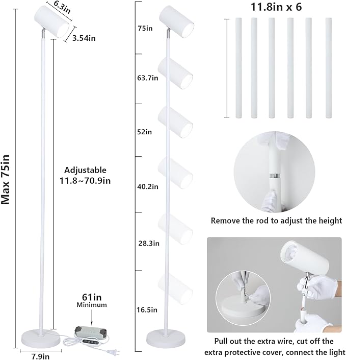 HMVPL 40W Grow Lights Stand for Indoor Plants Full Spectrum, Standing Plant Light for Indoor