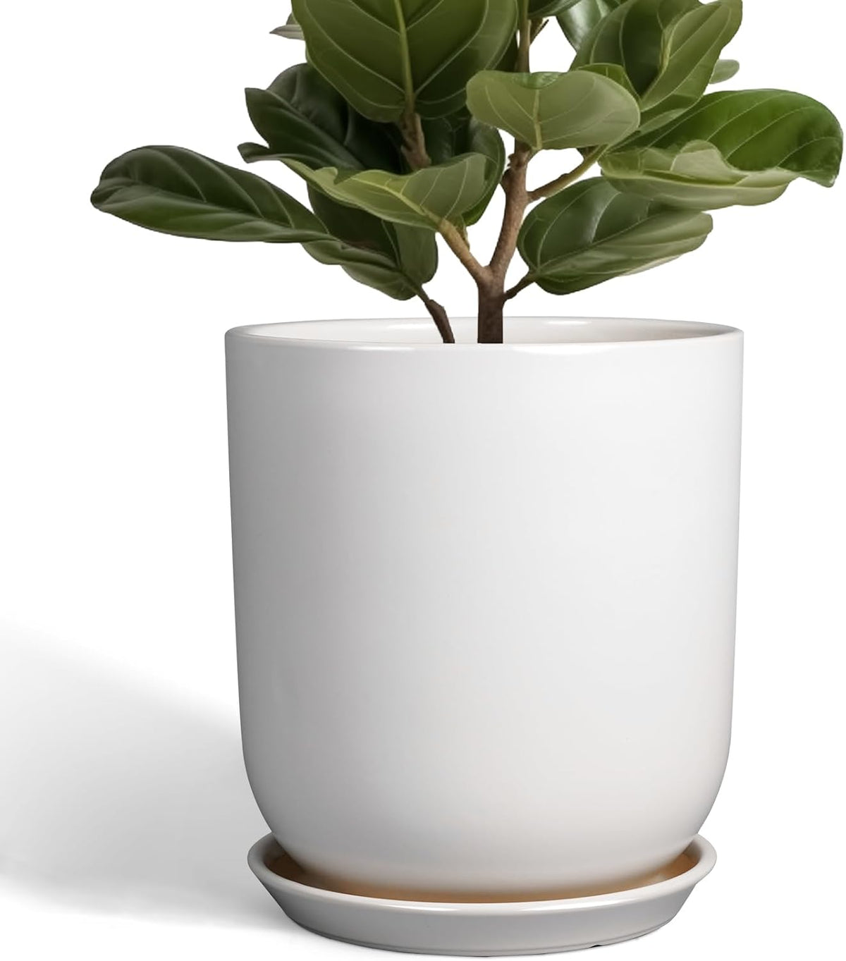 Pots for Plants - 10 Inch Ceramic Plant Pot with Drainage Hole and Saucer Large Planter for Plants
