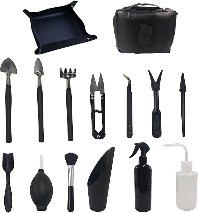 15Pcs Succulent Tools Kit with Organizer Bag Plant Repotting Mat Mini Garden Transplanting Tools