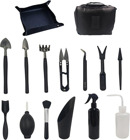 15Pcs Succulent Tools Kit with Organizer Bag Plant Repotting Mat Mini Garden Transplanting Tools